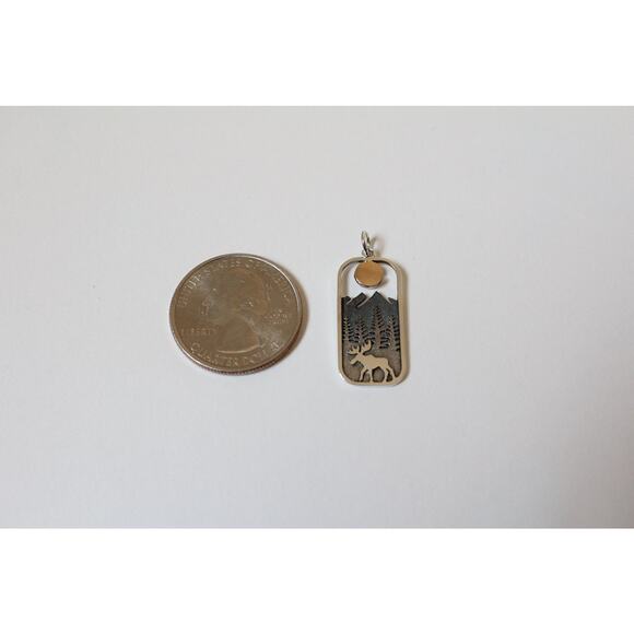 Sterling Silver Moose Pendant with Bronze Sun - Picture 3 of 8